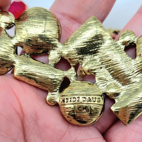 Heidi Daus Red Aurora Borealis Swarovski Crystal Statement Necklace ONLY - Picture 8 of 8